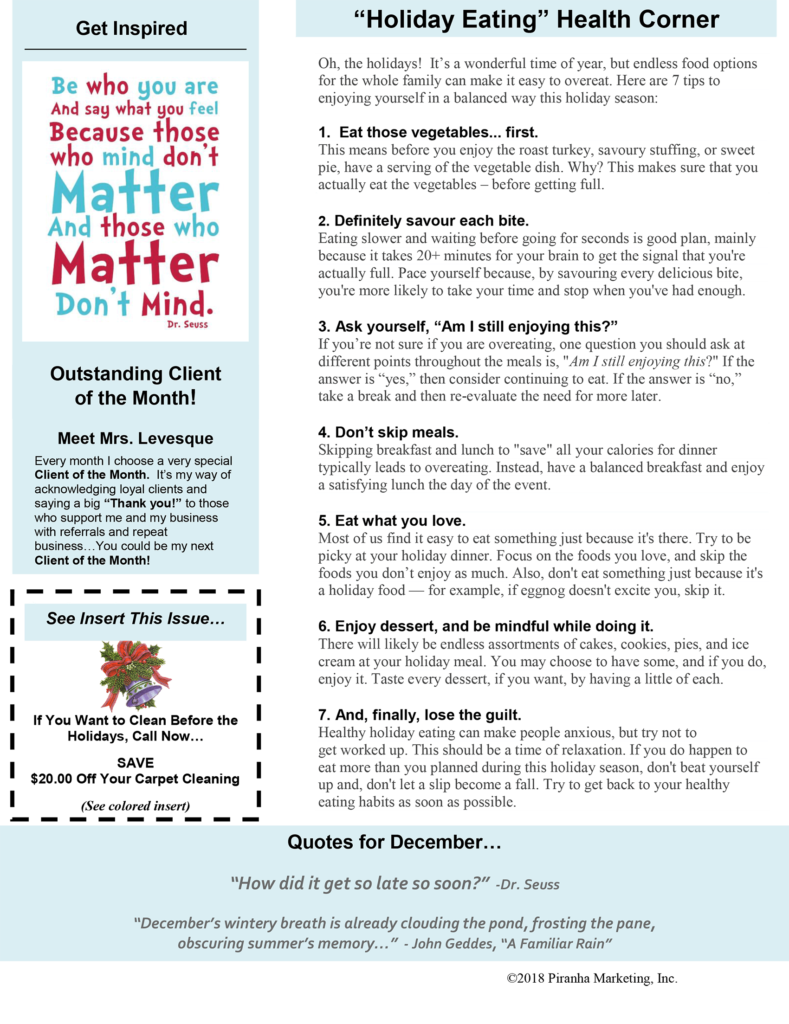 Dec news 2 Ideal Carpet Cleaning